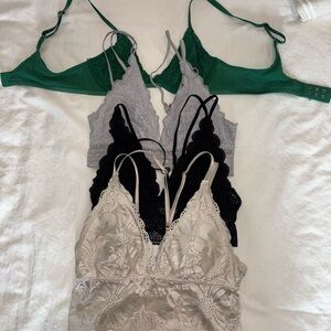 Aerie Lace Bralette Set - Green, Gray, Black, Cream